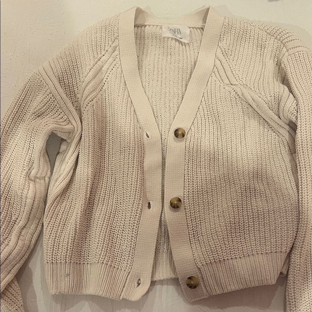 Zara Girls Cream Sweater Cardigan